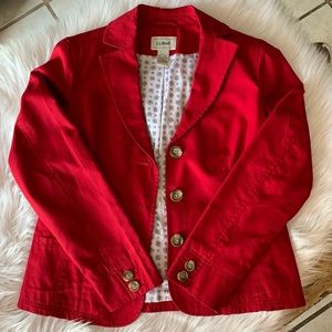 LL Bean size 8 reg red blazer/jacket EUC